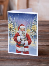Load image into Gallery viewer, Dilute Tortoiseshell Cat with Santa Claus Greeting Cards Pack of 8