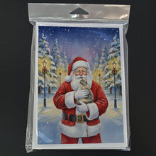Load image into Gallery viewer, Dilute Tortoiseshell Cat with Santa Claus Greeting Cards Pack of 8