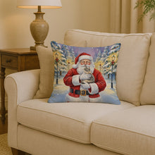 Load image into Gallery viewer, Dilute Tortoiseshell Cat with Santa Claus Throw Pillow