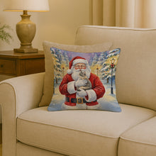 Load image into Gallery viewer, Dilute Tortoiseshell Cat with Santa Claus Throw Pillow