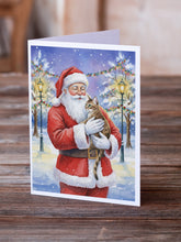 Load image into Gallery viewer, Egyptian Mau Cat with Santa Claus Greeting Cards Pack of 8