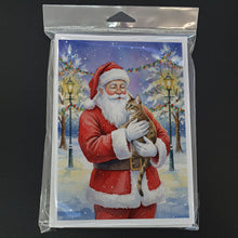 Load image into Gallery viewer, Egyptian Mau Cat with Santa Claus Greeting Cards Pack of 8