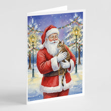 Load image into Gallery viewer, Egyptian Mau Cat with Santa Claus Greeting Cards Pack of 8