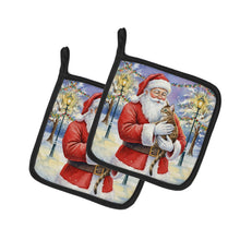 Load image into Gallery viewer, Egyptian Mau Cat with Santa Claus Pair of Pot Holders