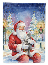 Load image into Gallery viewer, Gray and White Cat with Santa Claus House Flag