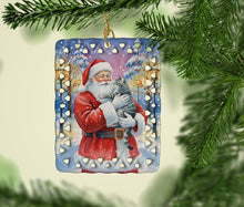 Load image into Gallery viewer, Gray Mackerel Tabby Cat with Santa Claus Porcelain Ornament