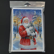 Load image into Gallery viewer, Gray Mackerel Tabby Cat with Santa Claus Greeting Cards Pack of 8