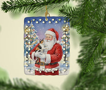 Load image into Gallery viewer, Japanese Bobtail Cat with Santa Claus Porcelain Ornament