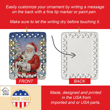 Load image into Gallery viewer, Japanese Bobtail Cat with Santa Claus Porcelain Ornament