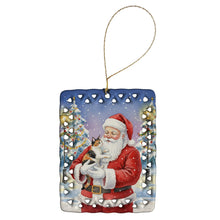 Load image into Gallery viewer, Japanese Bobtail Cat with Santa Claus Porcelain Ornament