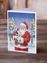 Load image into Gallery viewer, Japanese Bobtail Cat with Santa Claus Greeting Cards Pack of 8