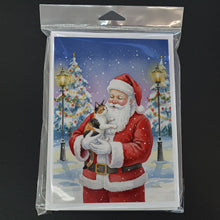 Load image into Gallery viewer, Japanese Bobtail Cat with Santa Claus Greeting Cards Pack of 8