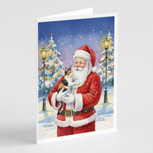 Load image into Gallery viewer, Japanese Bobtail Cat with Santa Claus Greeting Cards Pack of 8