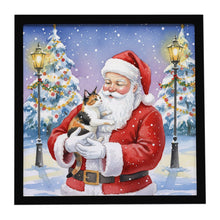 Load image into Gallery viewer, Japanese Bobtail Cat with Santa Claus Framed Metal Print