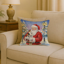Load image into Gallery viewer, Japanese Bobtail Cat with Santa Claus Throw Pillow