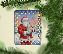 Load image into Gallery viewer, Javanese Cat with Santa Claus Porcelain Ornament