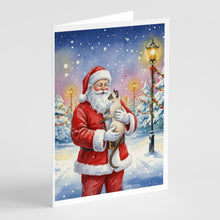 Load image into Gallery viewer, Javanese Cat with Santa Claus Greeting Cards Pack of 8