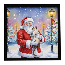 Load image into Gallery viewer, Javanese Cat with Santa Claus Framed Metal Print