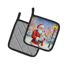 Load image into Gallery viewer, Javanese Cat with Santa Claus Pair of Pot Holders