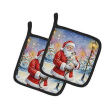 Load image into Gallery viewer, Javanese Cat with Santa Claus Pair of Pot Holders
