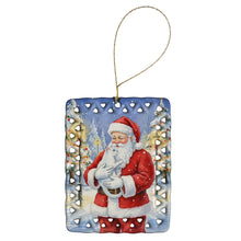 Load image into Gallery viewer, Khao Manee Cat with Santa Claus Porcelain Ornament