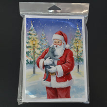 Load image into Gallery viewer, Korat Cat with Santa Claus Greeting Cards Pack of 8