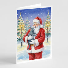 Load image into Gallery viewer, Korat Cat with Santa Claus Greeting Cards Pack of 8
