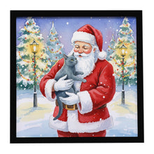 Load image into Gallery viewer, Korat Cat with Santa Claus Framed Metal Print