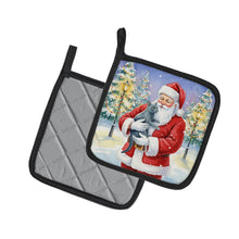 Load image into Gallery viewer, Korat Cat with Santa Claus Pair of Pot Holders