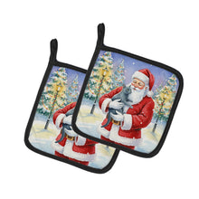 Load image into Gallery viewer, Korat Cat with Santa Claus Pair of Pot Holders