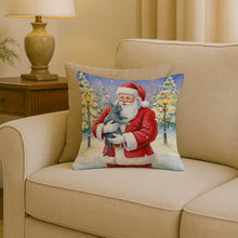 Load image into Gallery viewer, Korat Cat with Santa Claus Throw Pillow