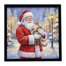 Load image into Gallery viewer, LaPerm Cat with Santa Claus Framed Metal Print