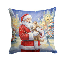 Load image into Gallery viewer, LaPerm Cat with Santa Claus Throw Pillow