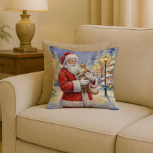 Load image into Gallery viewer, LaPerm Cat with Santa Claus Throw Pillow