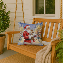 Load image into Gallery viewer, LaPerm Cat with Santa Claus Throw Pillow
