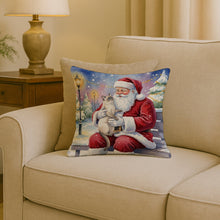 Load image into Gallery viewer, Lilac Point Cat with Santa Claus Throw Pillow