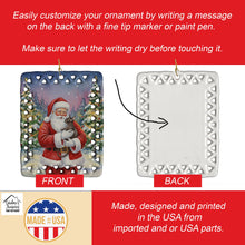 Load image into Gallery viewer, Lykoi Cat with Santa Claus Porcelain Ornament
