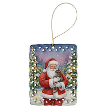 Load image into Gallery viewer, Lykoi Cat with Santa Claus Porcelain Ornament