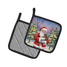 Load image into Gallery viewer, Lykoi Cat with Santa Claus Pair of Pot Holders