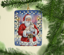 Load image into Gallery viewer, Lynx Point Cat with Santa Claus Porcelain Ornament