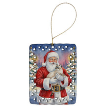 Load image into Gallery viewer, Lynx Point Cat with Santa Claus Porcelain Ornament
