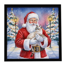 Load image into Gallery viewer, Lynx Point Cat with Santa Claus Framed Metal Print