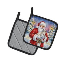 Load image into Gallery viewer, Lynx Point Cat with Santa Claus Pair of Pot Holders