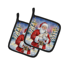 Load image into Gallery viewer, Lynx Point Cat with Santa Claus Pair of Pot Holders