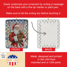 Load image into Gallery viewer, Mackerel Tabby Brown Cat with Santa Claus Porcelain Ornament