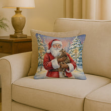 Load image into Gallery viewer, Mackerel Tabby Brown Cat with Santa Claus Throw Pillow