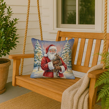 Load image into Gallery viewer, Mackerel Tabby Brown Cat with Santa Claus Throw Pillow