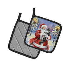 Load image into Gallery viewer, MaineCoon Black &amp; White Cat with Santa Claus Pair of Pot Holders