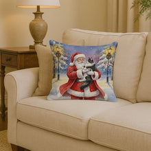 Load image into Gallery viewer, MaineCoon Black &amp; White Cat with Santa Claus Throw Pillow