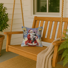 Load image into Gallery viewer, MaineCoon Black &amp; White Cat with Santa Claus Throw Pillow